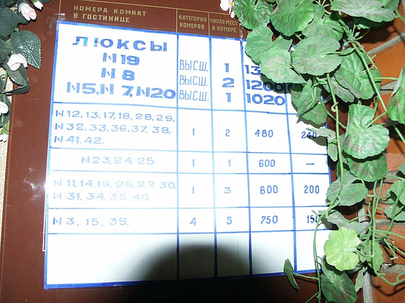 Рязань: ул.Солнечная,2; г-ца Солнечная, к.7, прейскурант; 02.05.2005